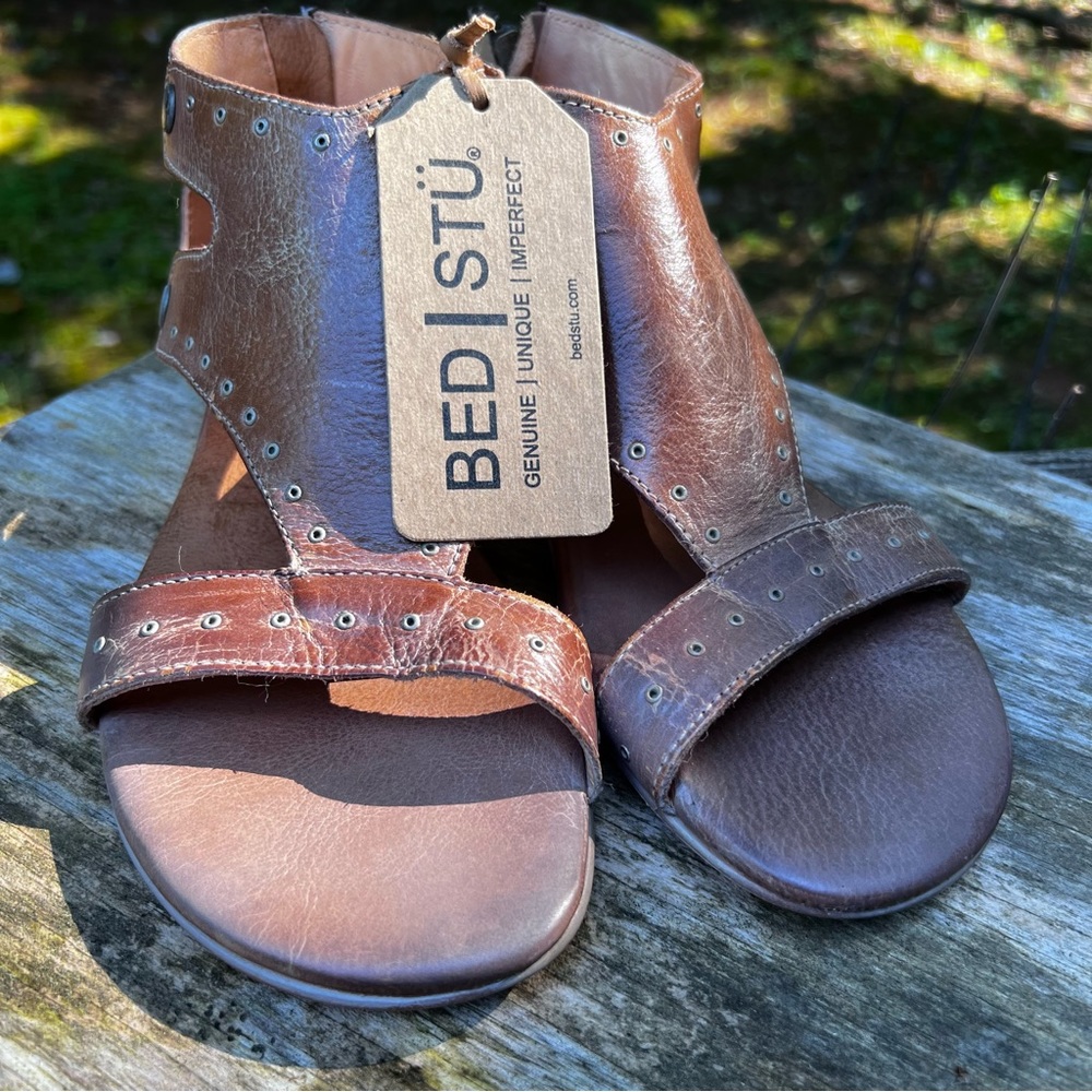 NWT Bed Stu Soto Rustic Dark Brown Leather Sandals Size 8